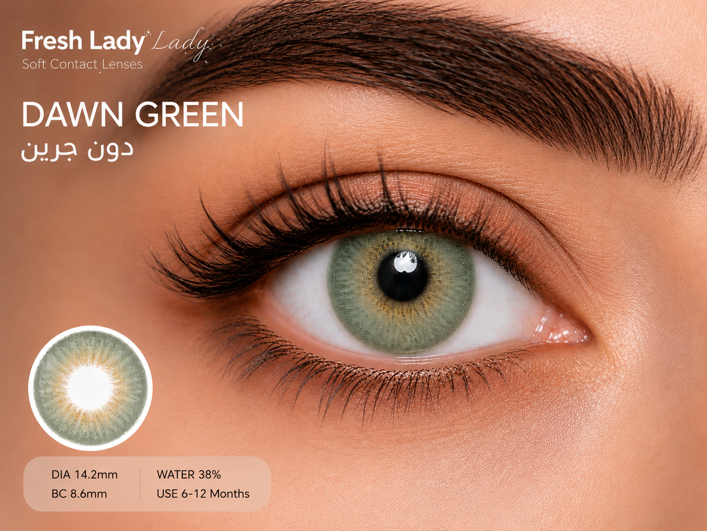 90b9a4bc-76cf-44c0-a5bb-b80d8233a285 عدسة Dawn Green بقطر 14.5 - فرش ليدي - الصورة 1